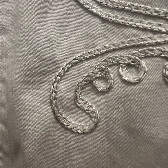 Once Again White 3/4 Sleeve Metal Button Jacket w/metallic Thread Embroidery. L - Picture 8 of 11